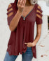 Cold Shoulder Cutout Sleeve Zip Front Waffle Knit Top